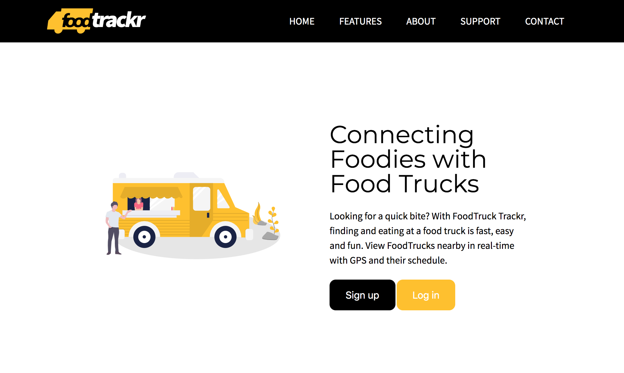 Food truck trackr application screenshot